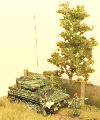 1/152nd scale cast metal miniature tank set in a simple Vignette for display purposes. Size: hull approx. 25mm long